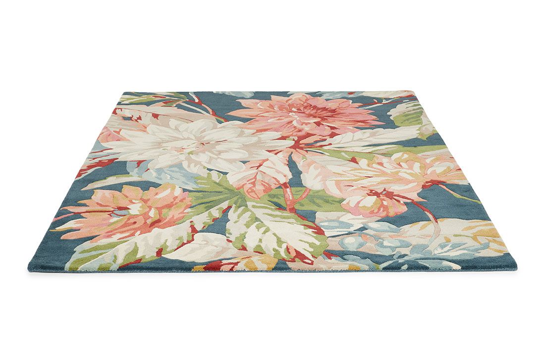 Dahlia and Rosehip Teal 50608 Rug