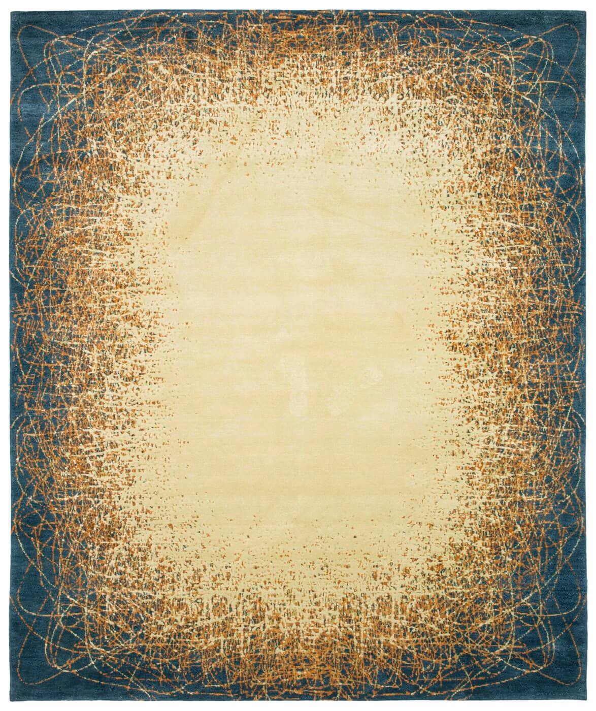 Ballpoint Art 6 Beige Blue Rug