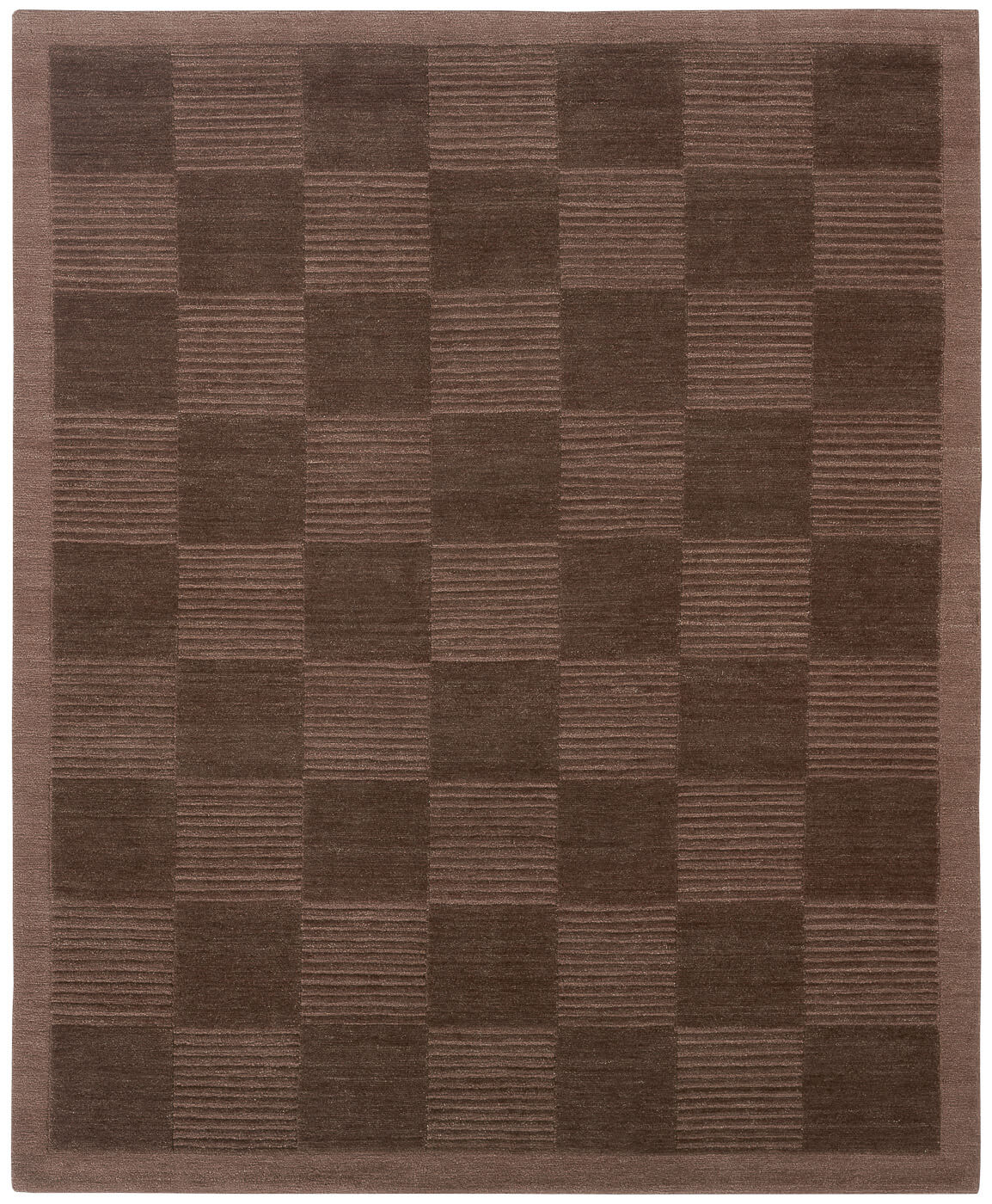 Deep Cut Border Brown Rug