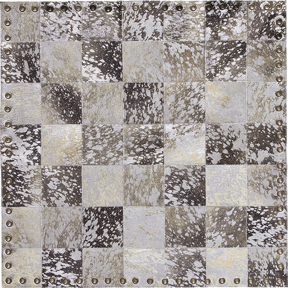 Stringhe Pelle Lurex Grey/Silver Rug | Size: 100 x 100 cm