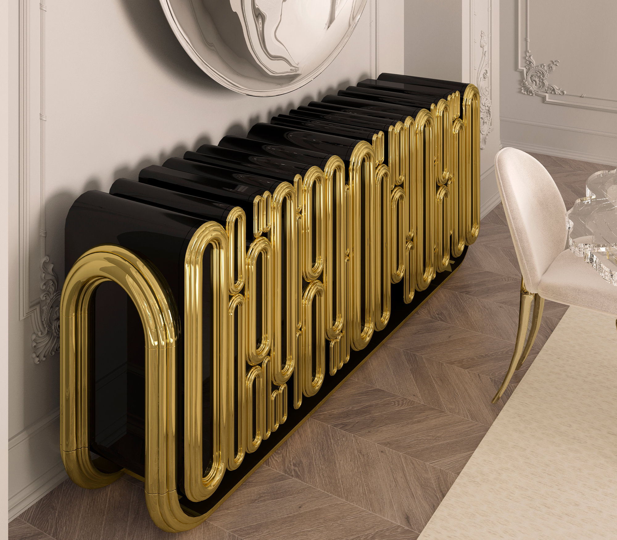 Ellipse Gold Designer Sideboard