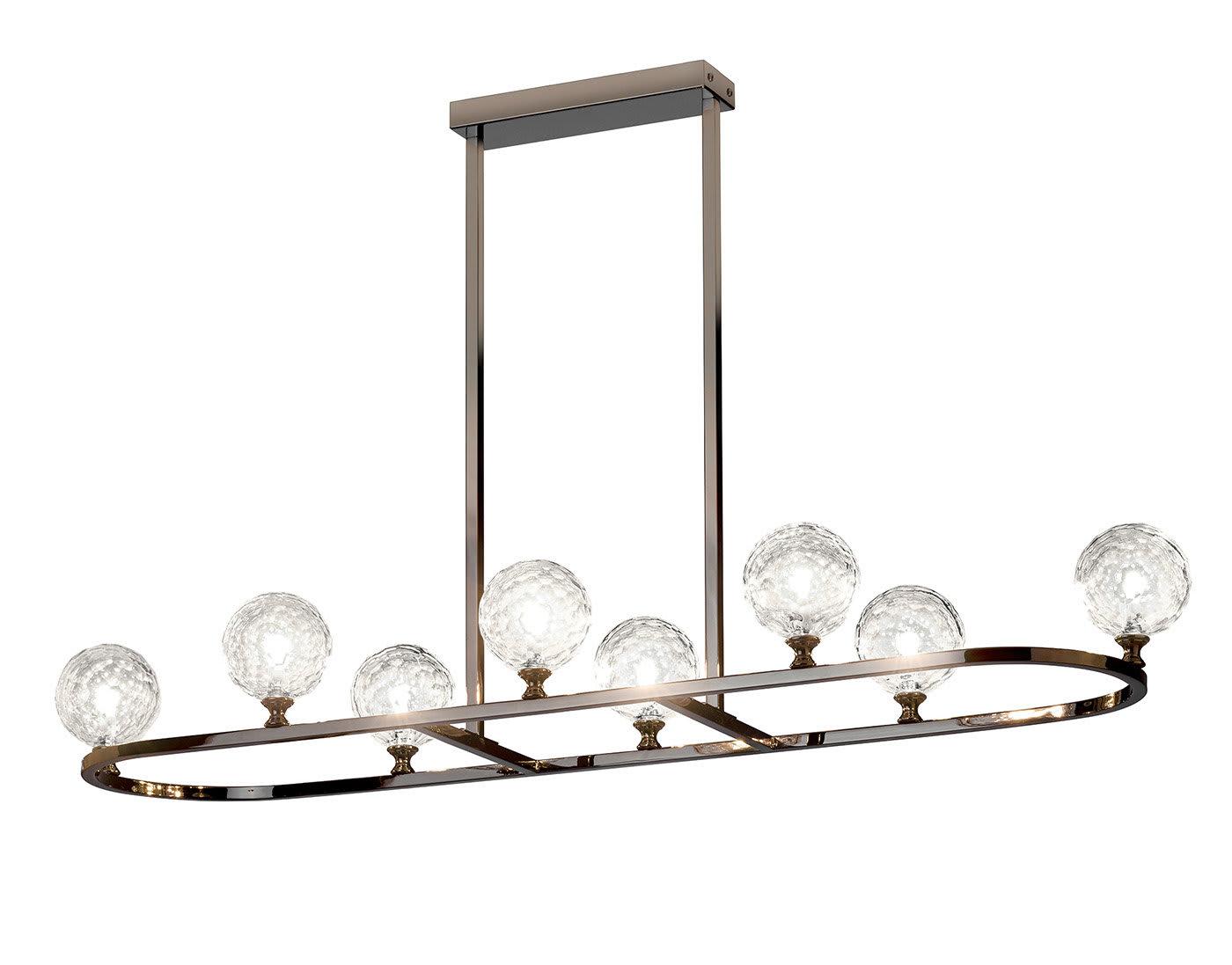 Black Nickel Chandelier with Honey Pyrex Spheres