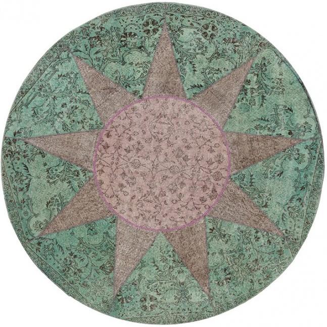 Star Emerald / Pink / Green Round Rug