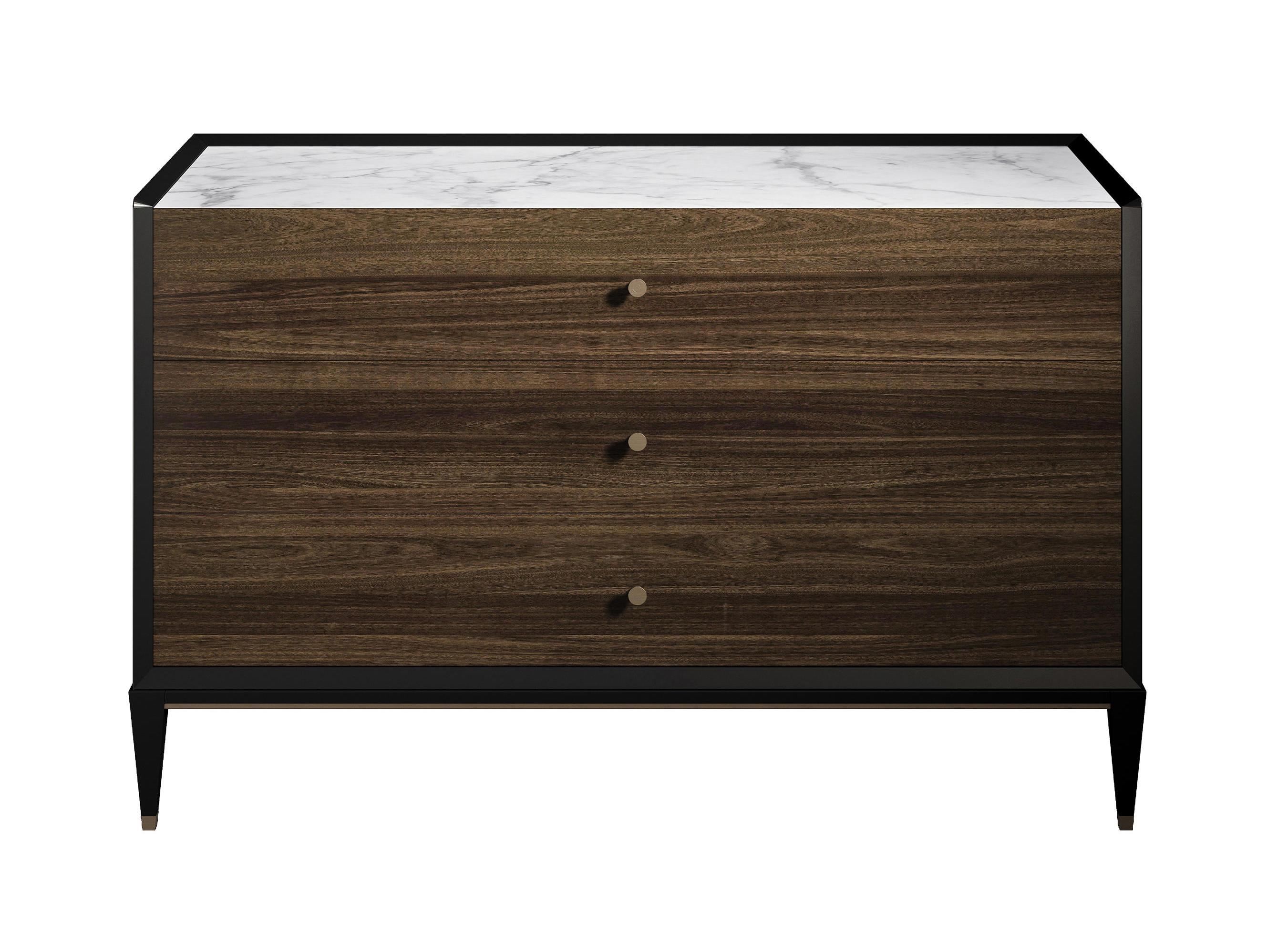 Luxurious Marble and Wood Chest of Drawers