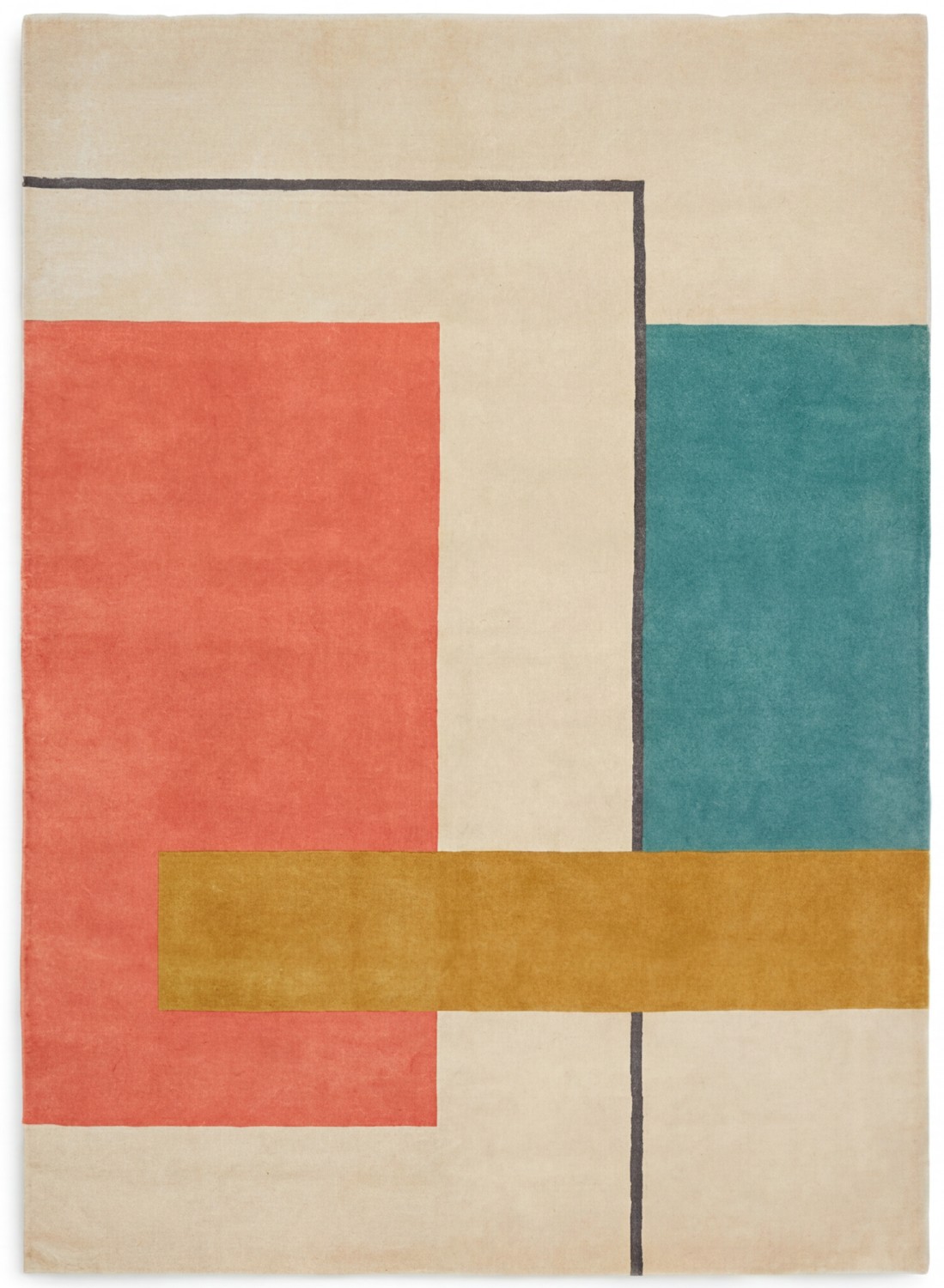 Framed Blocks Coral Rug