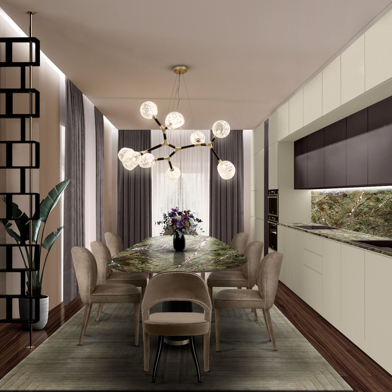 Marble Green Dining Table