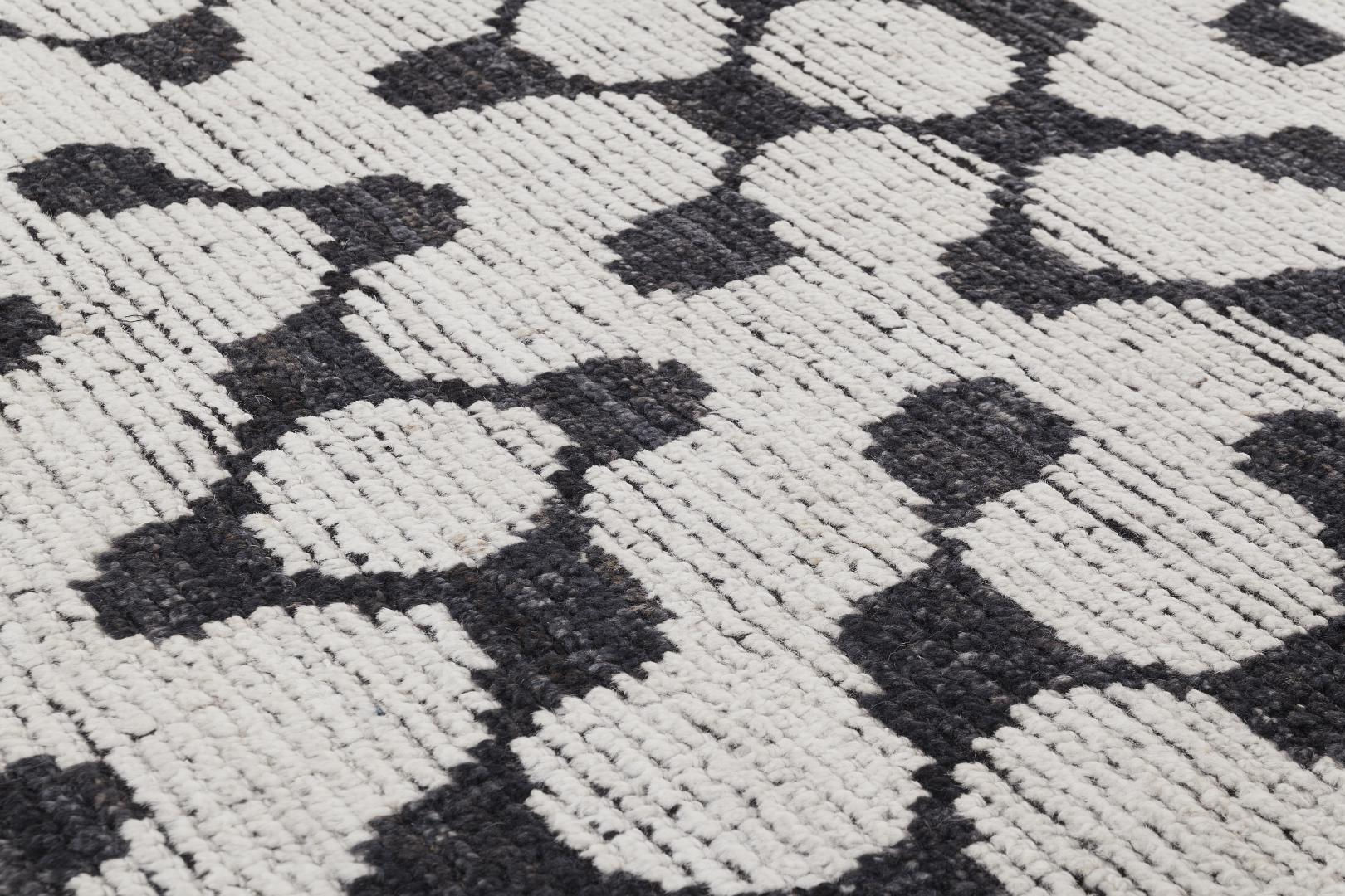 Puzzle Hand-Knotted Black & White Rug