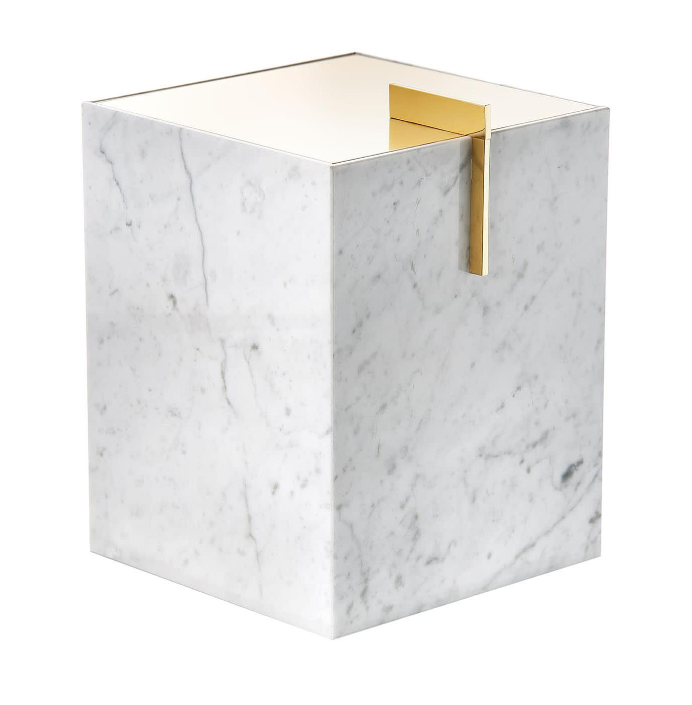 Carrara Marble Decorative Basket in 24K Gold