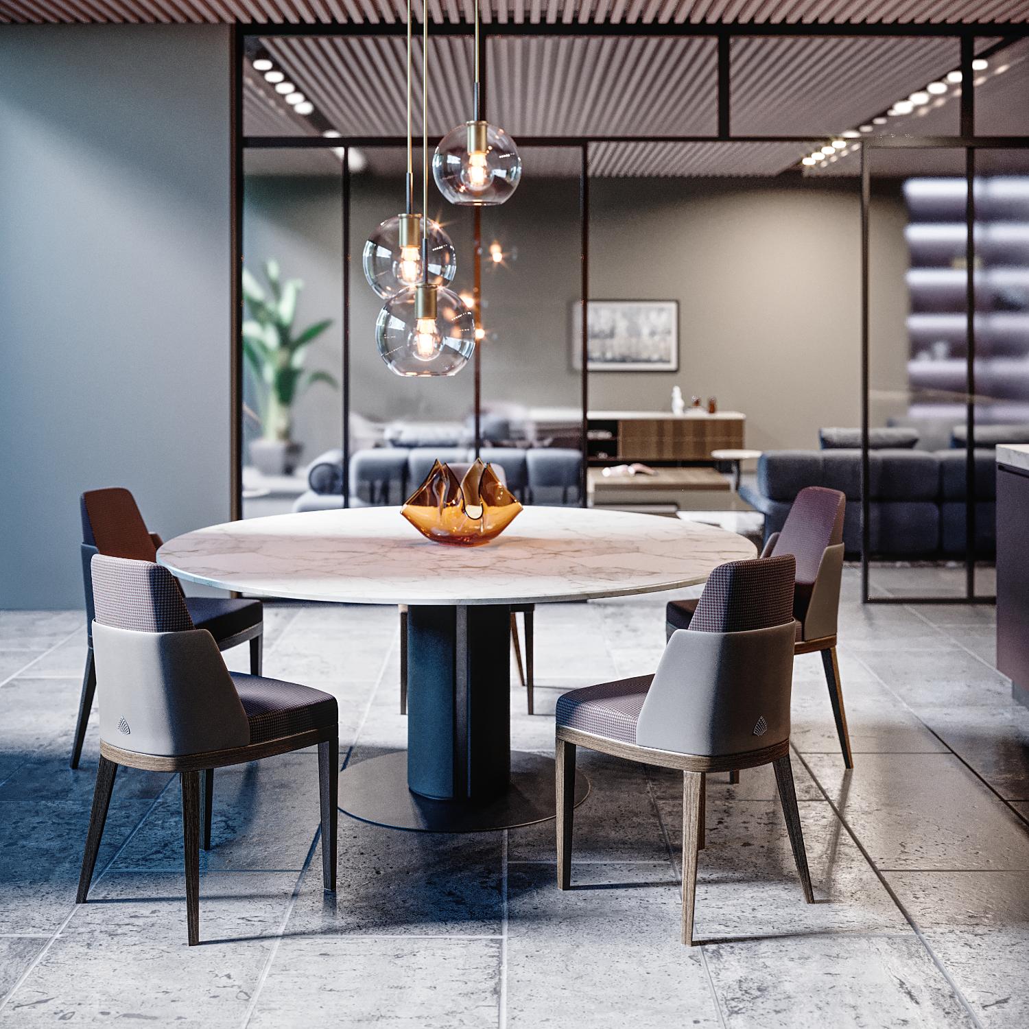Edward Pedestal Marble Dining Table