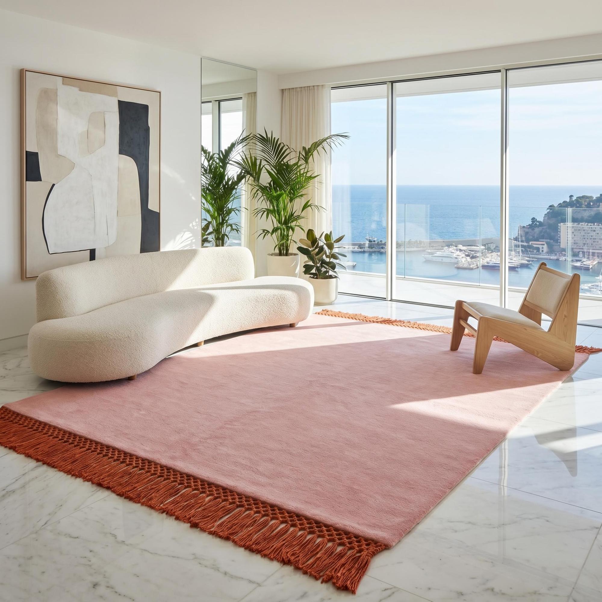 Minimal Fringe Blush Rug
