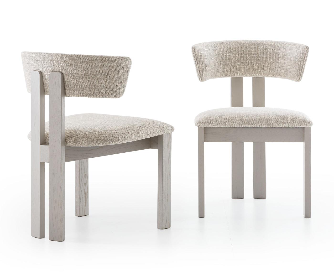 Ines White Curved Chair
