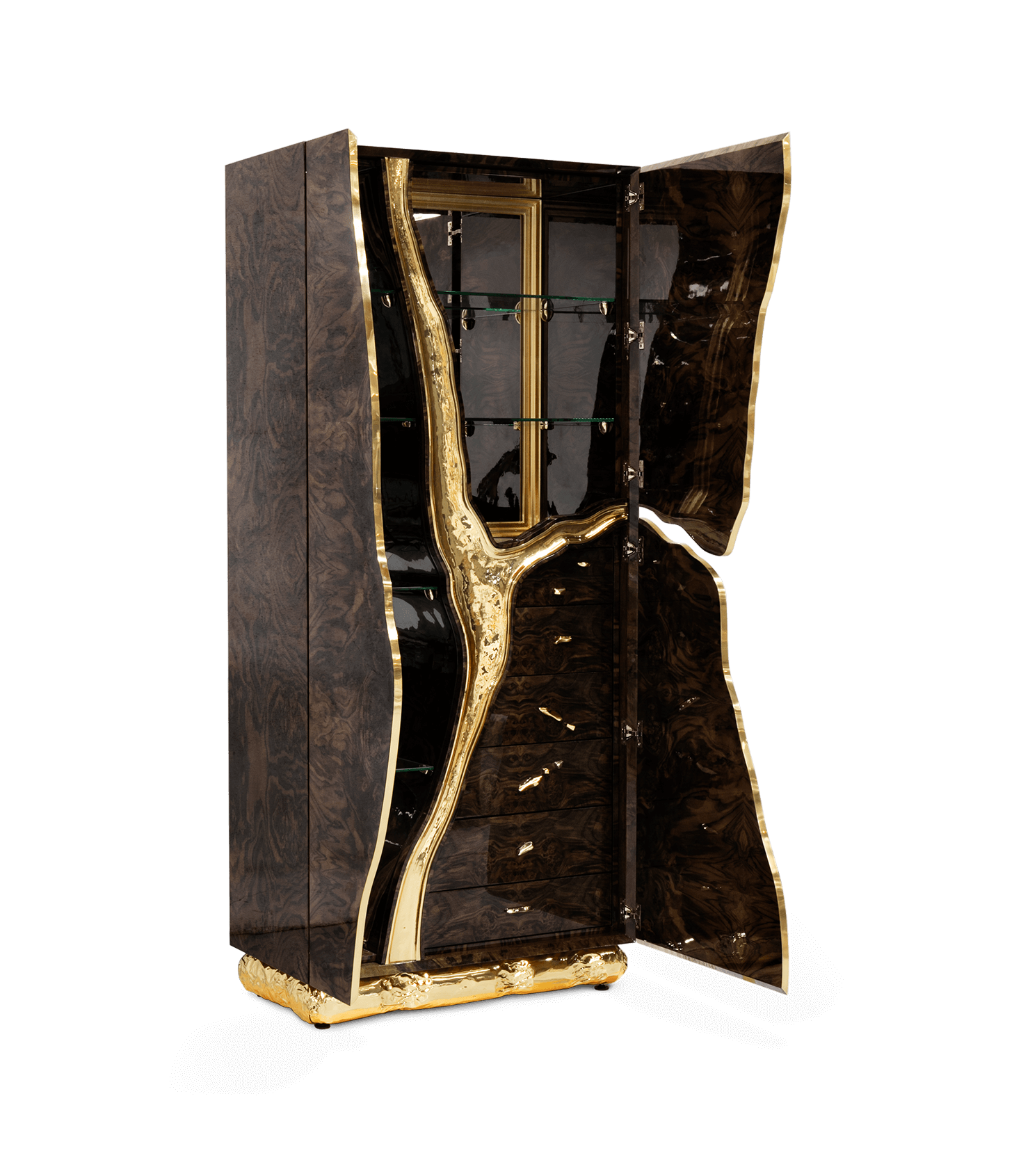 Fissure Walnut Wood Cabinet