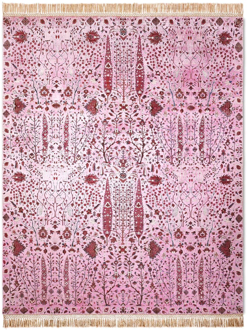 Pine Garden Pink Luxury Rug