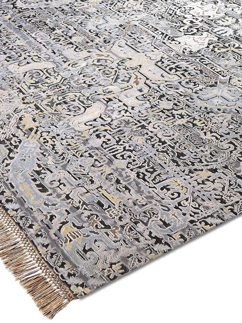 Azerbaijan Silver Luxury Hand-Knotted Rug