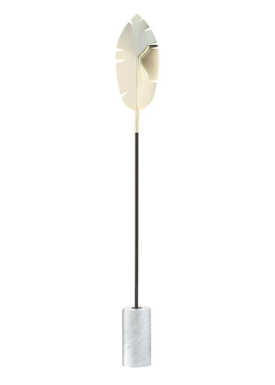 Leaf Gold Floor Lamp with Carrara Marble Base