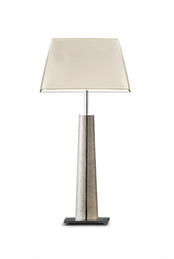 Chrome & Leather Small Table Lamp