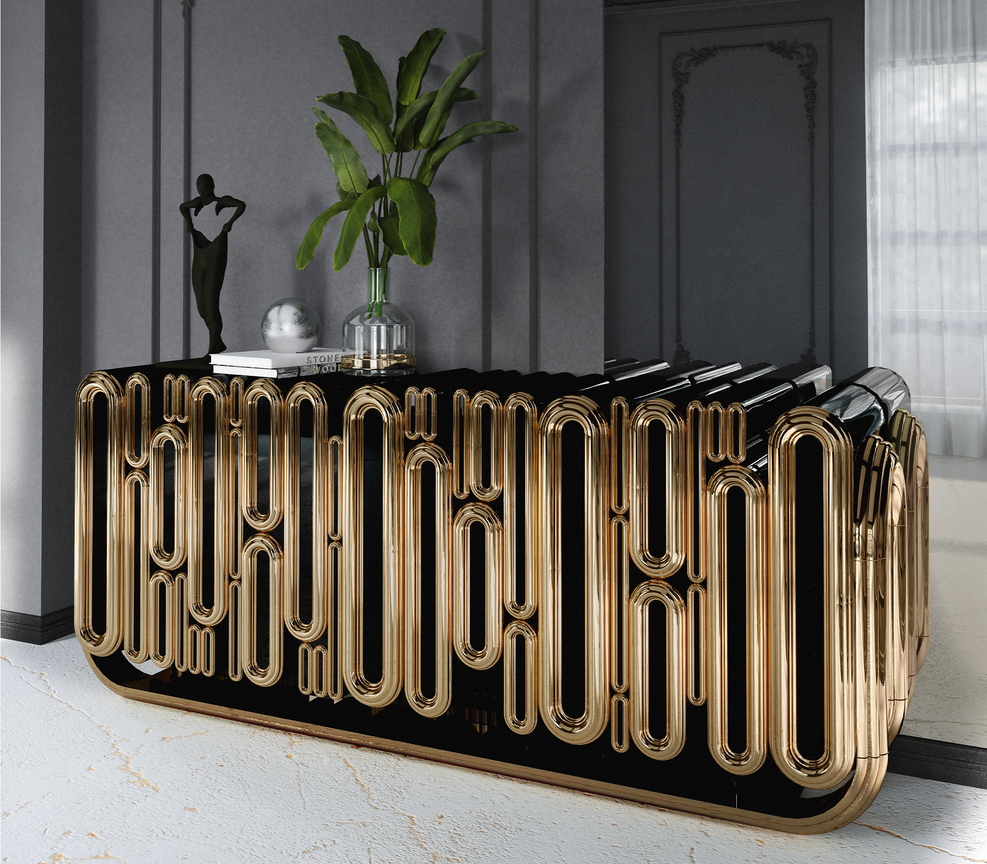 Ellipse Gold Designer Sideboard