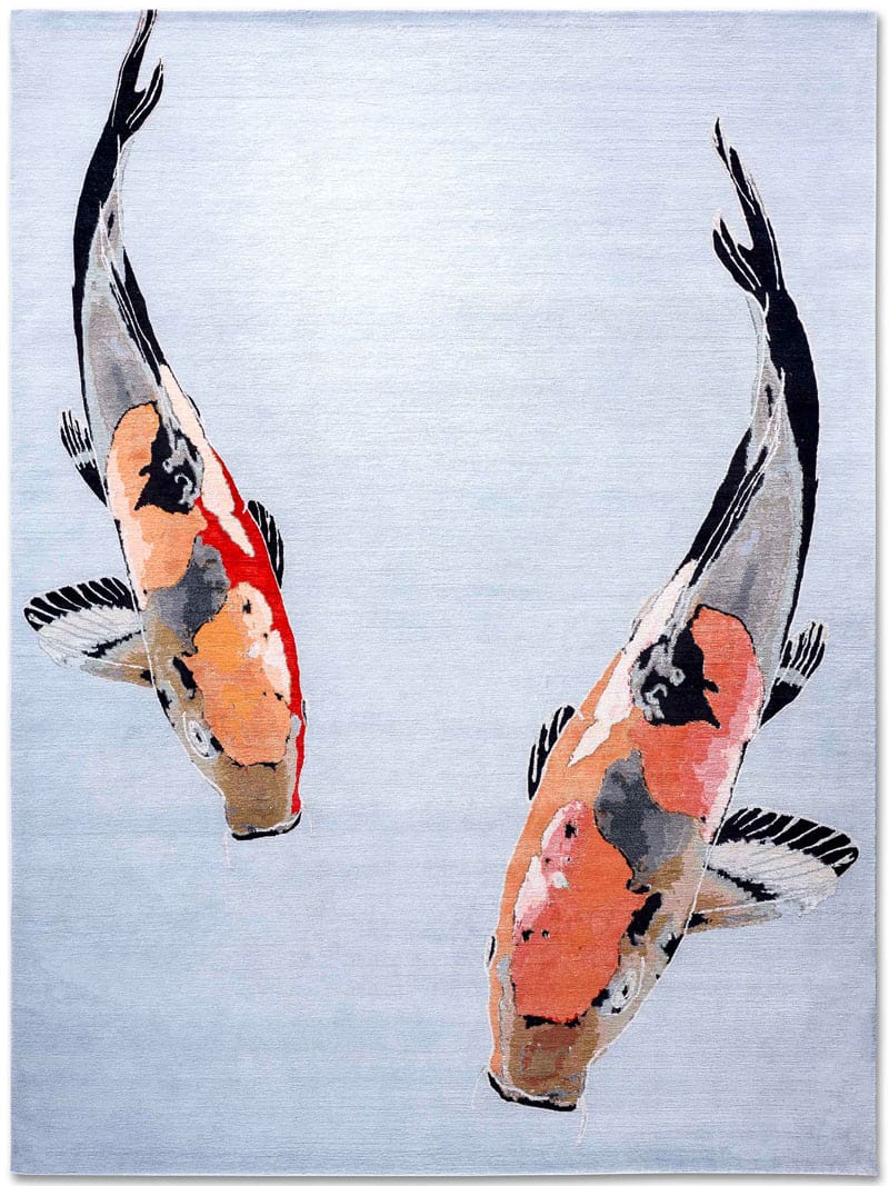 Fish Orange Luxury Hand-Knotted Rug