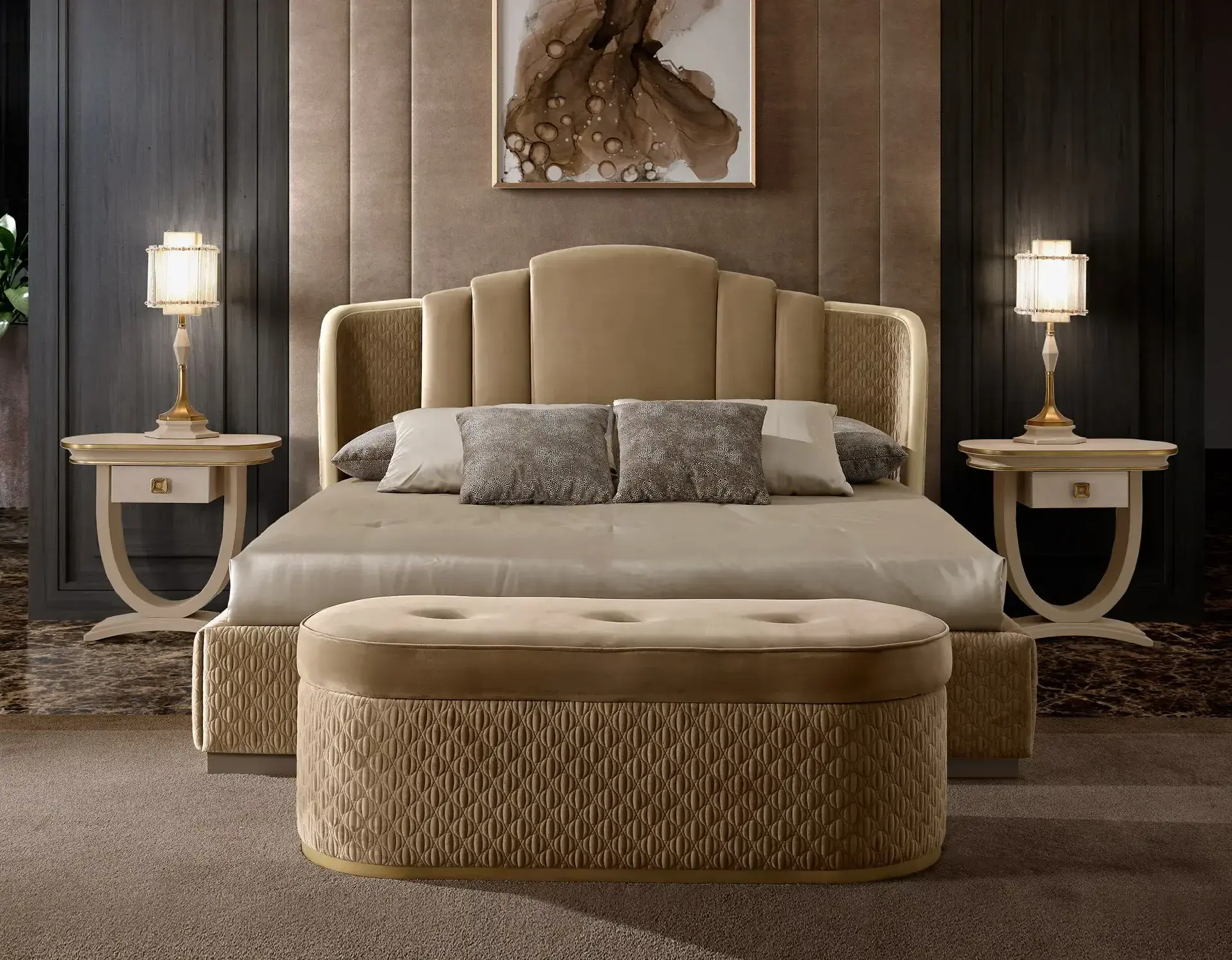 Opulent Beige Luxury Bed