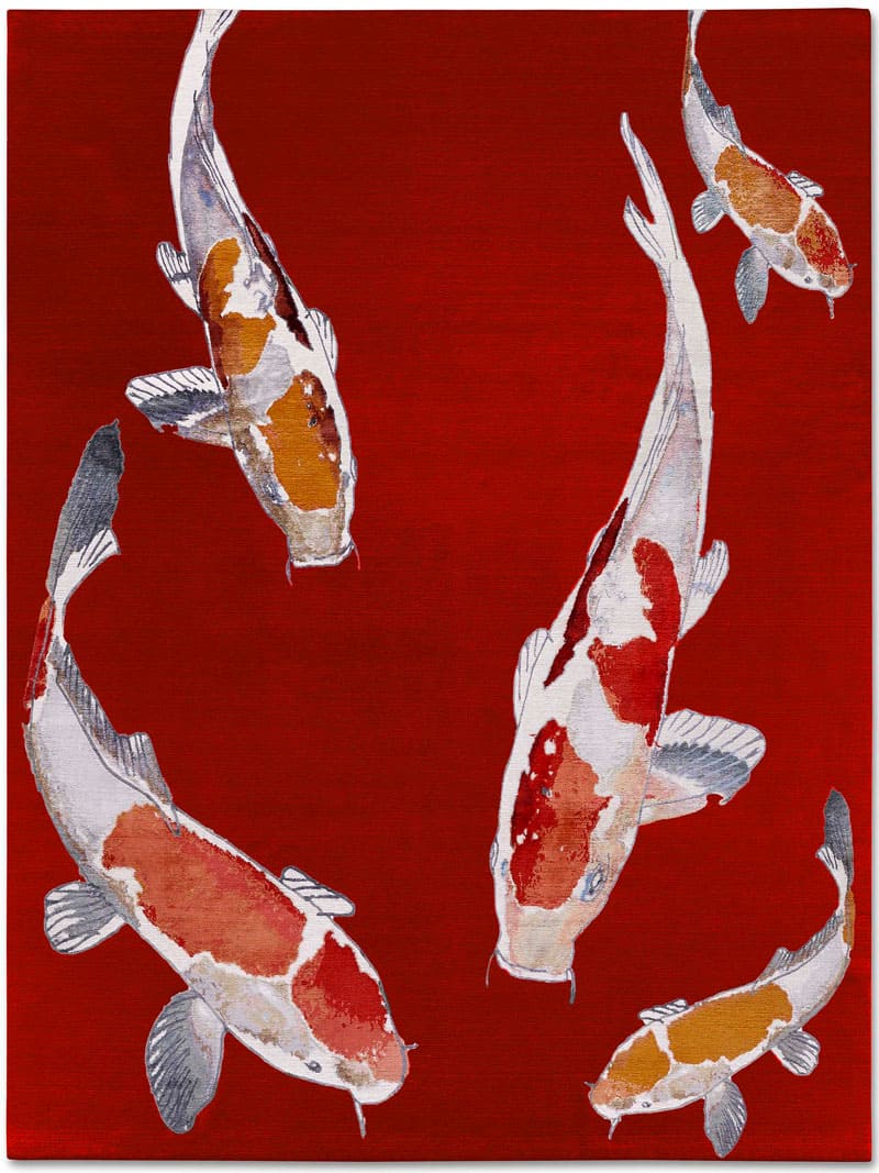 Fish Red Luxury Hand-Knotted Rug