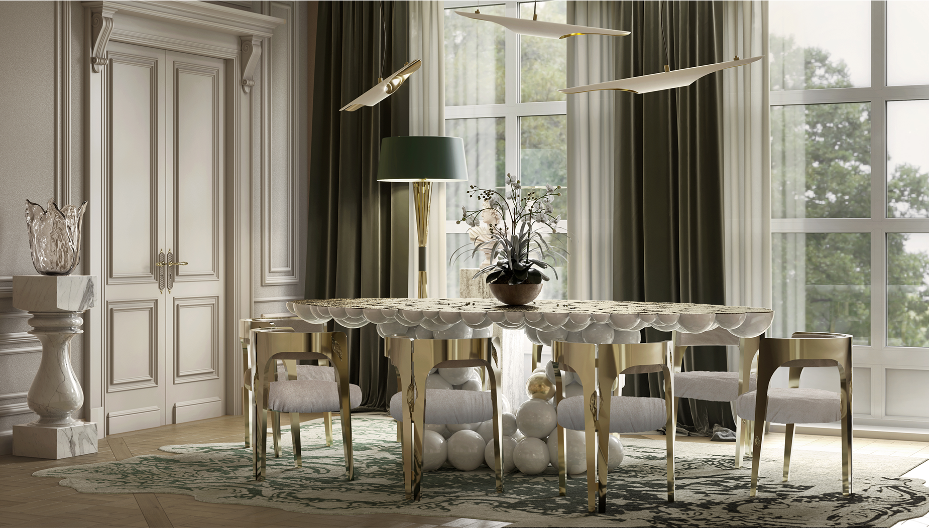 Orbit White Luxe Dining Table
