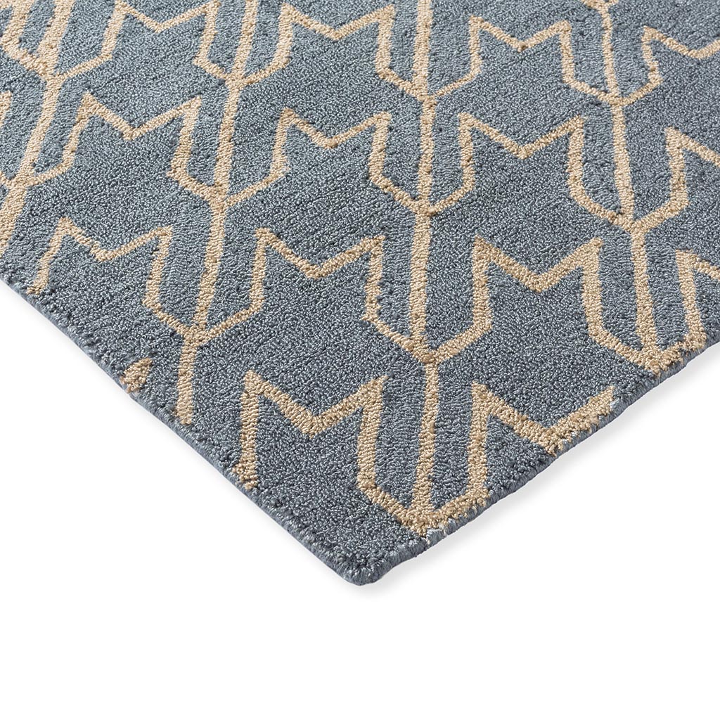 Houndstooth Washed Blue Outdoor Rug