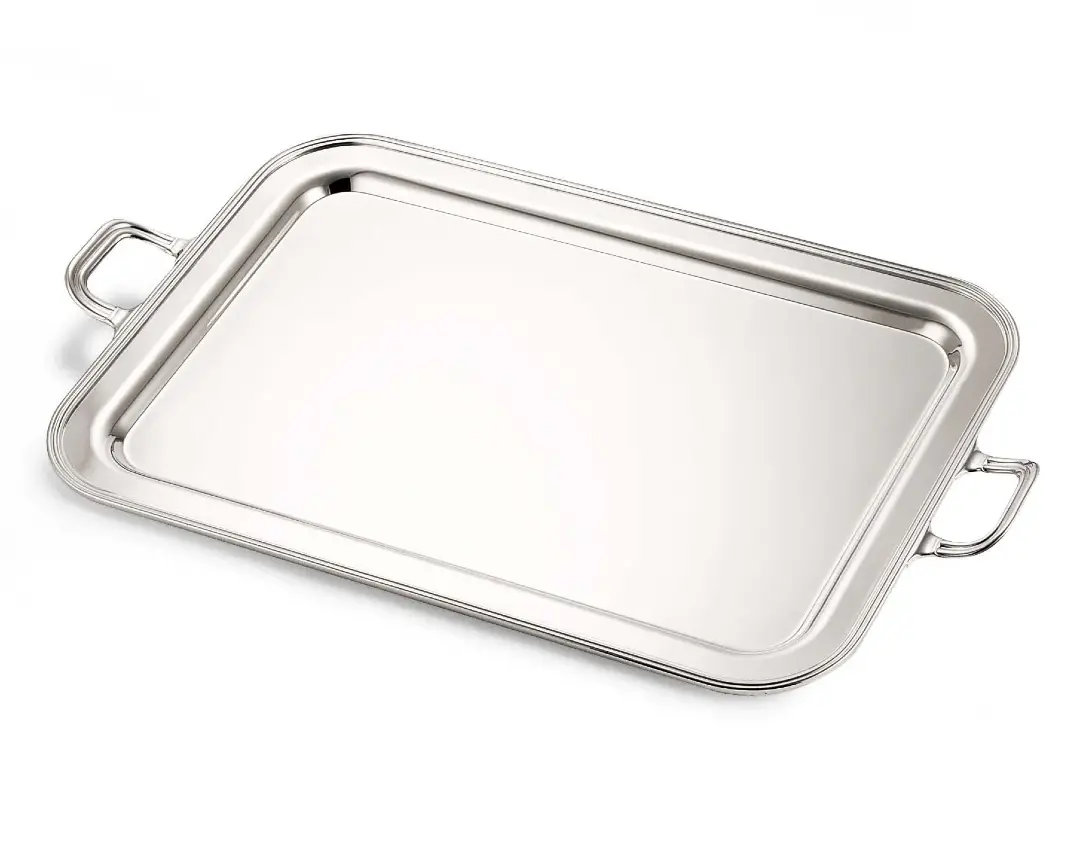 Silver English Serving Tray with Handles