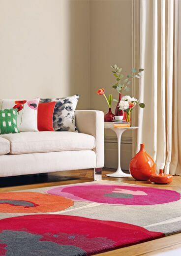 Sanderson Poppies Red Rug ☞ Size: 140 x 200 cm