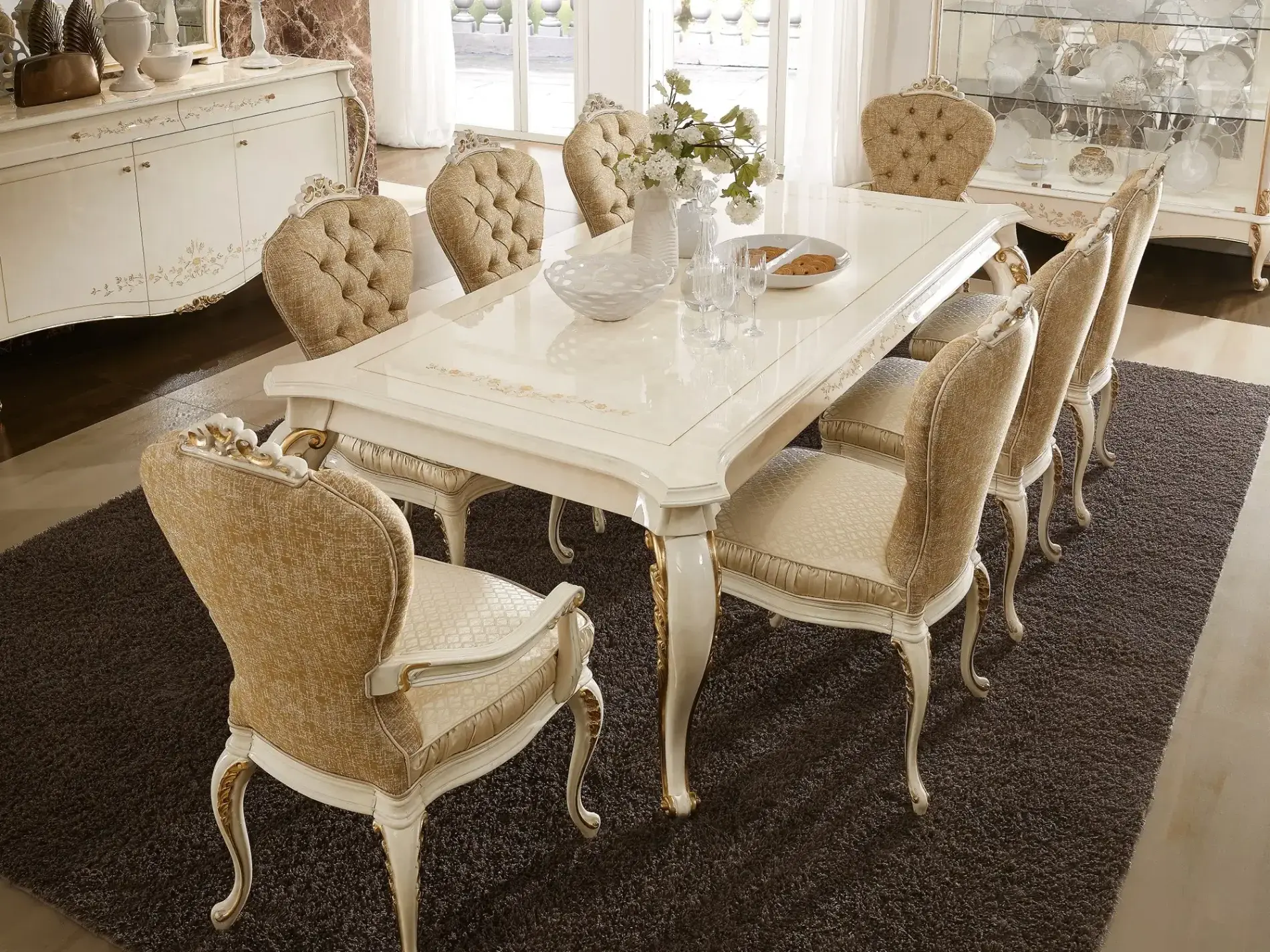 Italian Beige Dining Table | Dimensions: W 250 / 350 x D 120 x H 80 cm