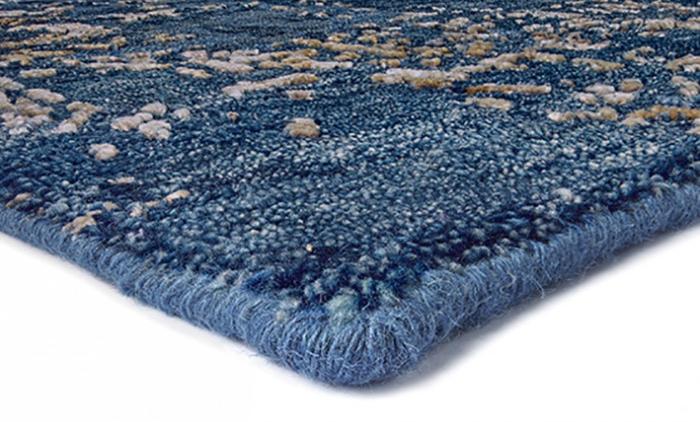 Luxury Abstract Blue Gold Rug