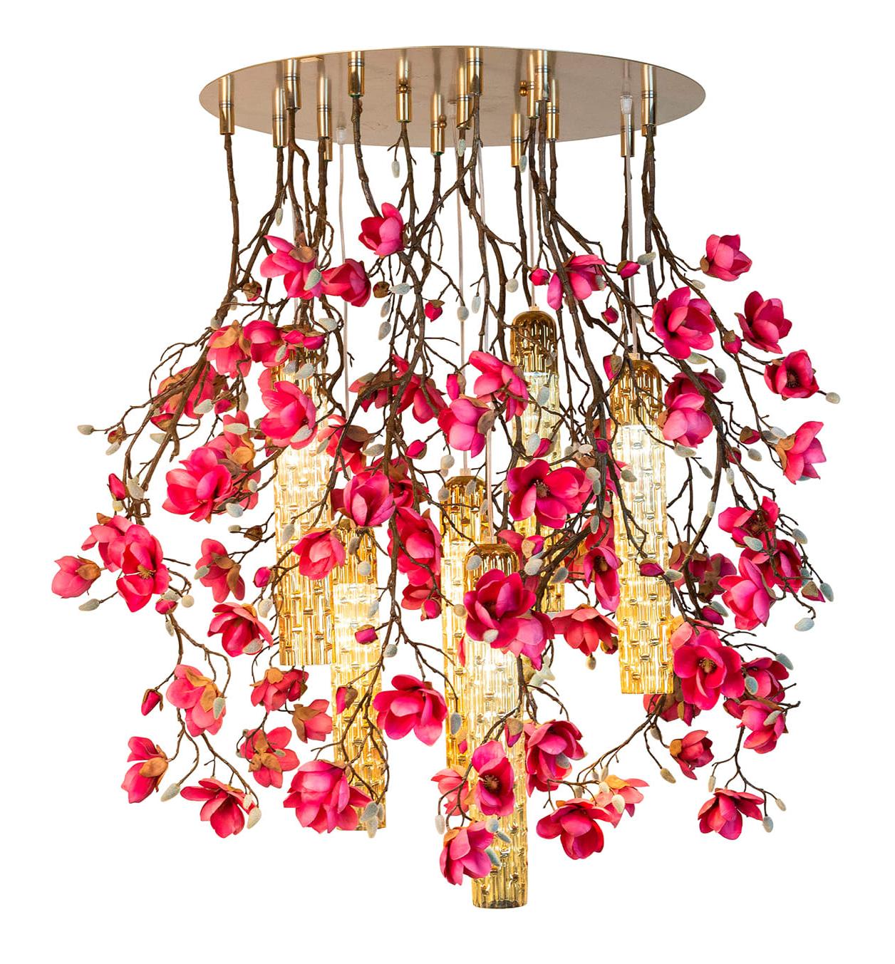 Magnolia Pink and Gold Chandelier