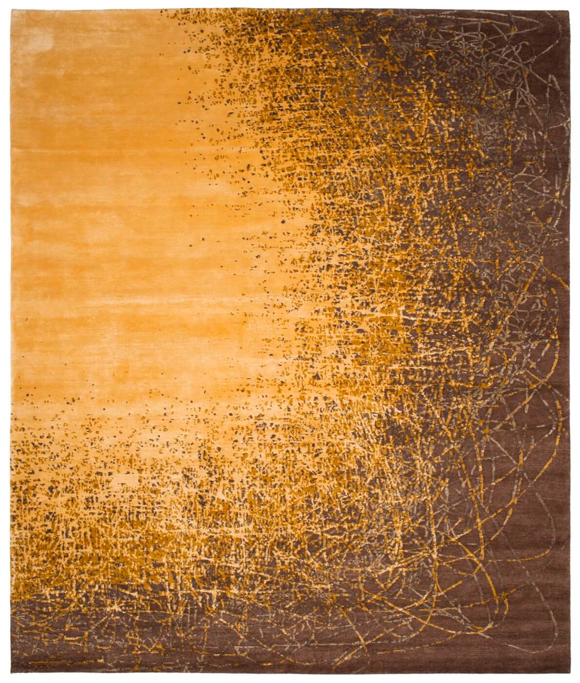 Ballpoint Art 4 Yellow Brown Rug