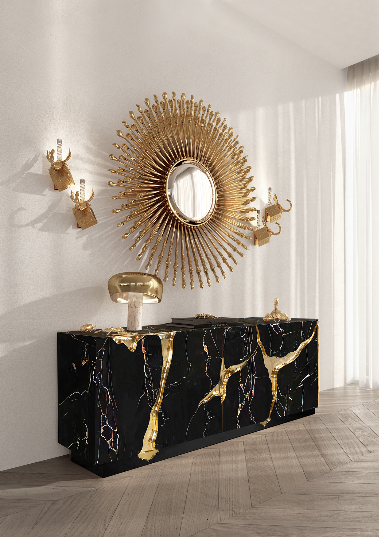 Opulent Black & Gold Sideboard