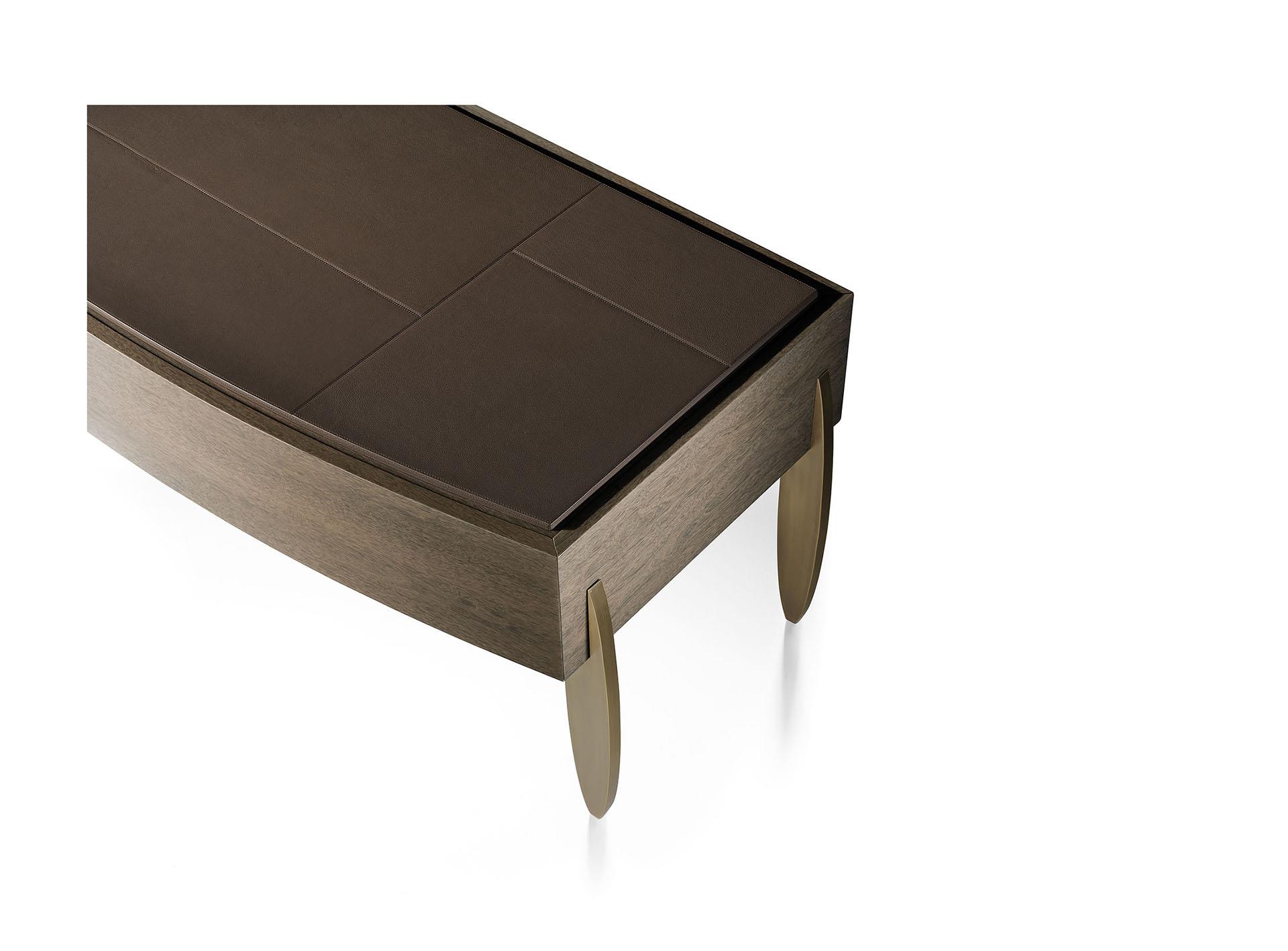Leather-Top Desk with Bronze Legs