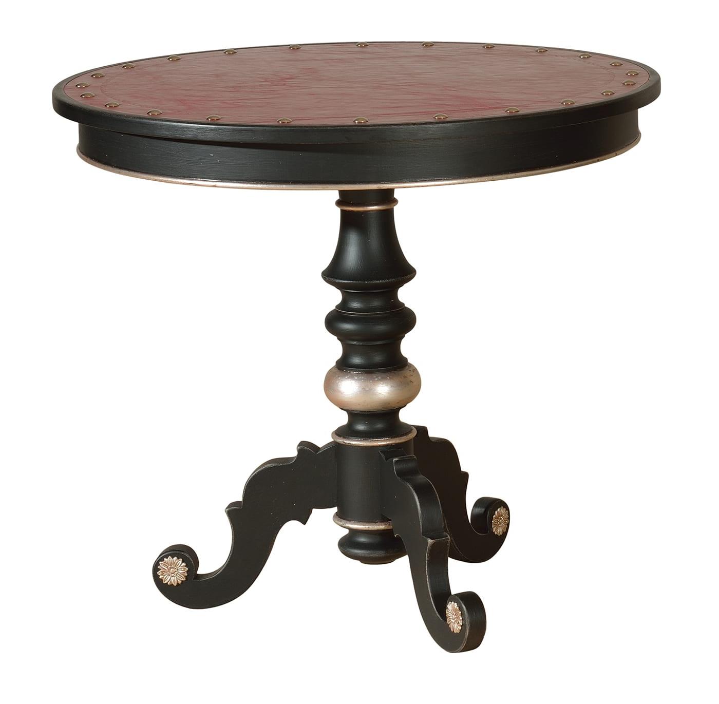Classic Pedestal Side Table with Leather Top