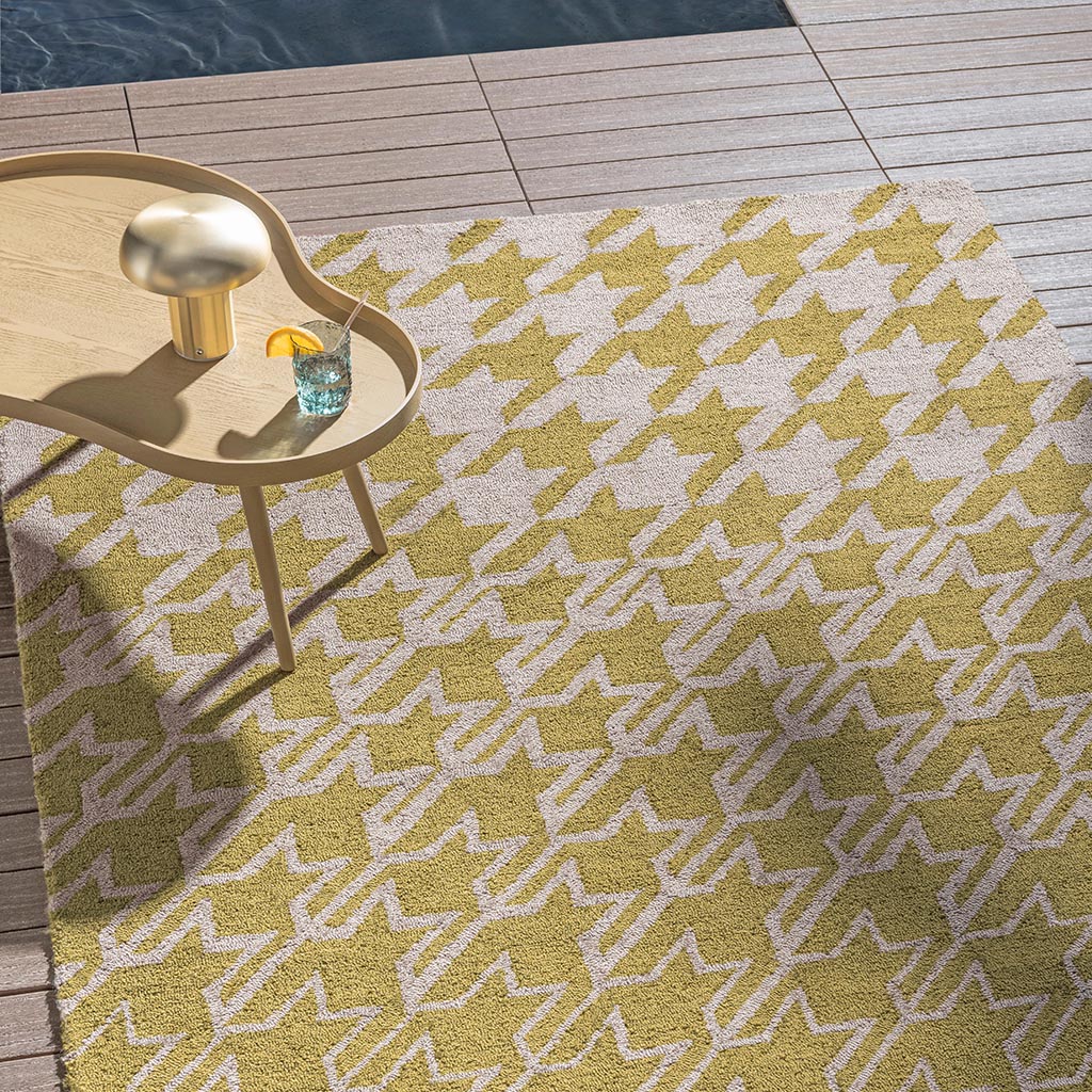 Houndstooth Mustard Outdoor Rug