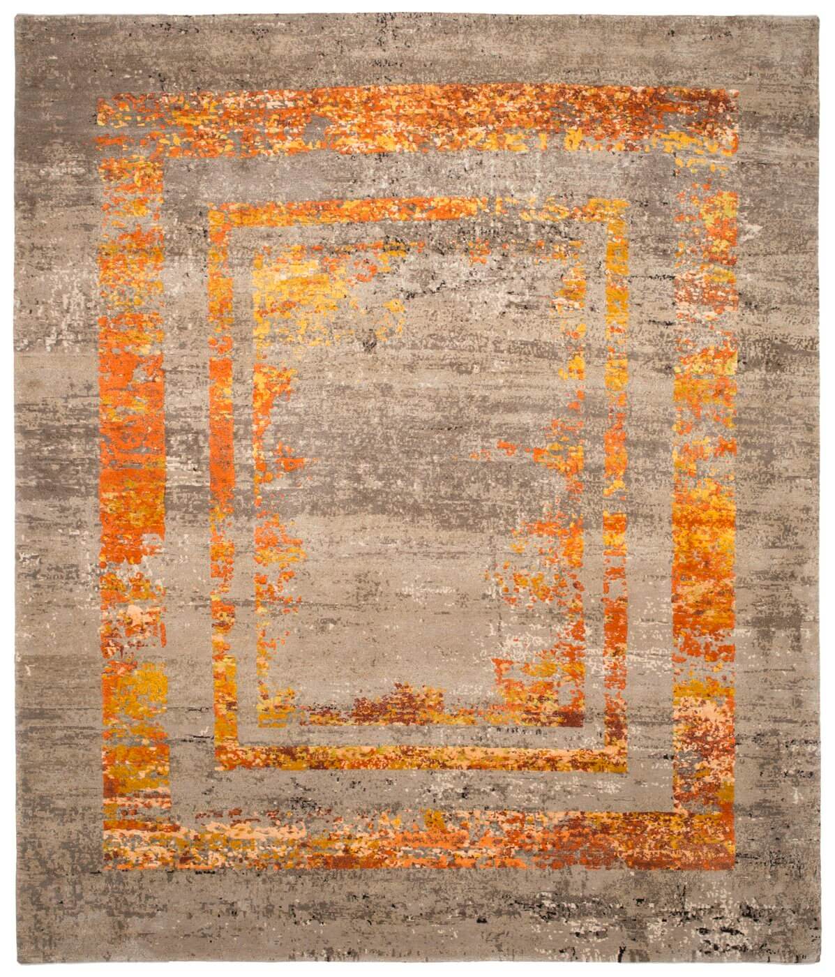 Artwork 27 Triple Border Orange Rug