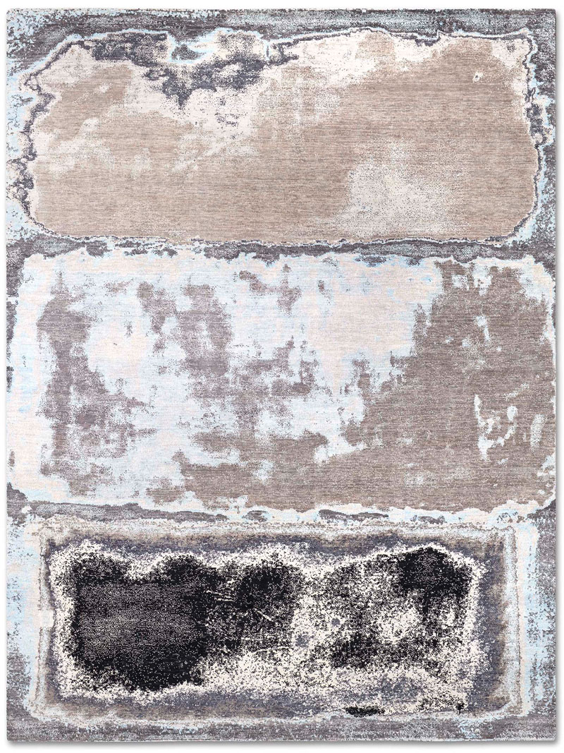 Silver / Grey Abstract Handmade Luxury Rug