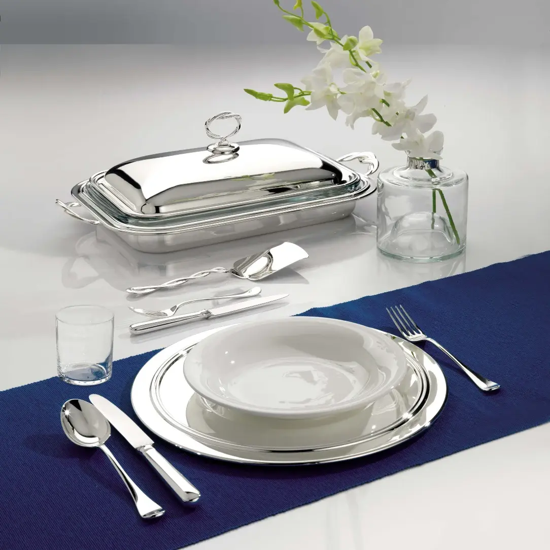 Silver Rectangular Vegetable Serving Dish | Configuration: With Lid