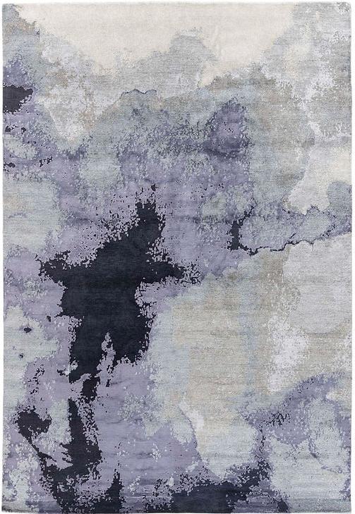 Hand-Knotted Abstract Purple Rug