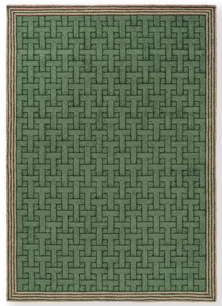 Monogram Green Outdoor Rug