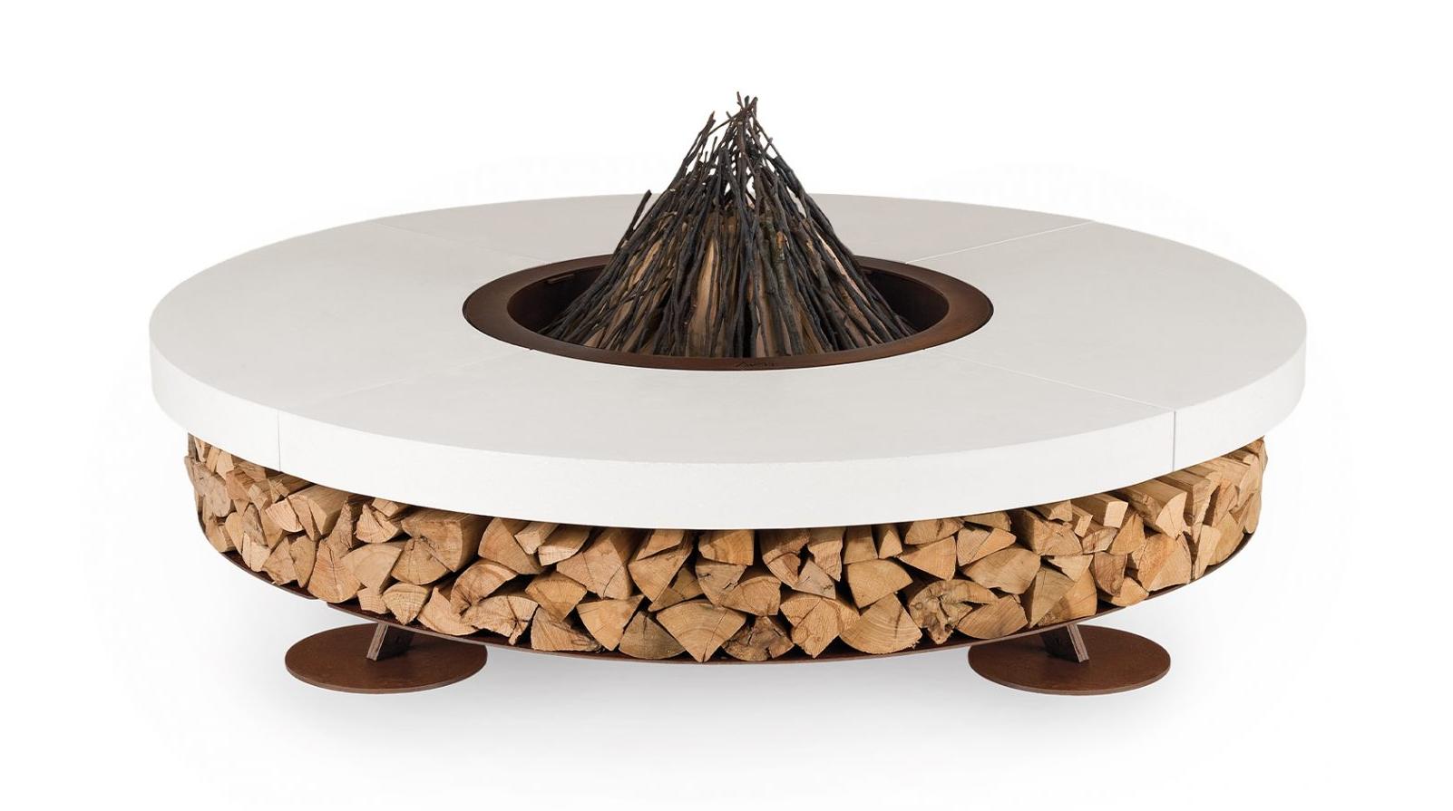 Ercole Concrete White Fire Pit