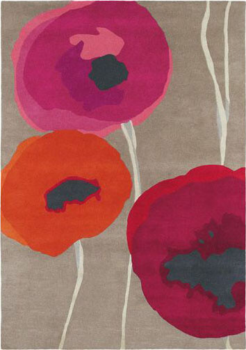 Sanderson Poppies Red Rug ☞ Size: 140 x 200 cm