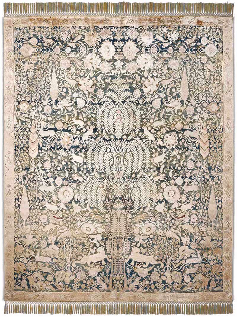 Gold / Blue Handmade Luxury Rug