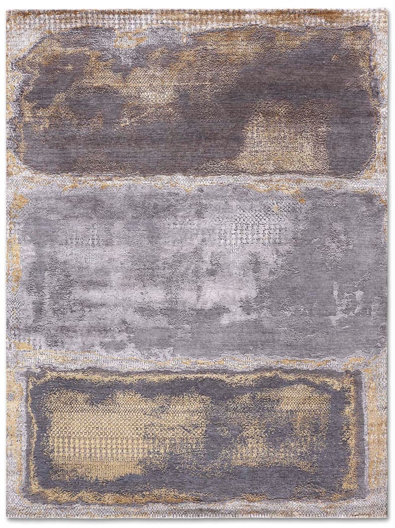 Gold Silver Hand-Woven Rug