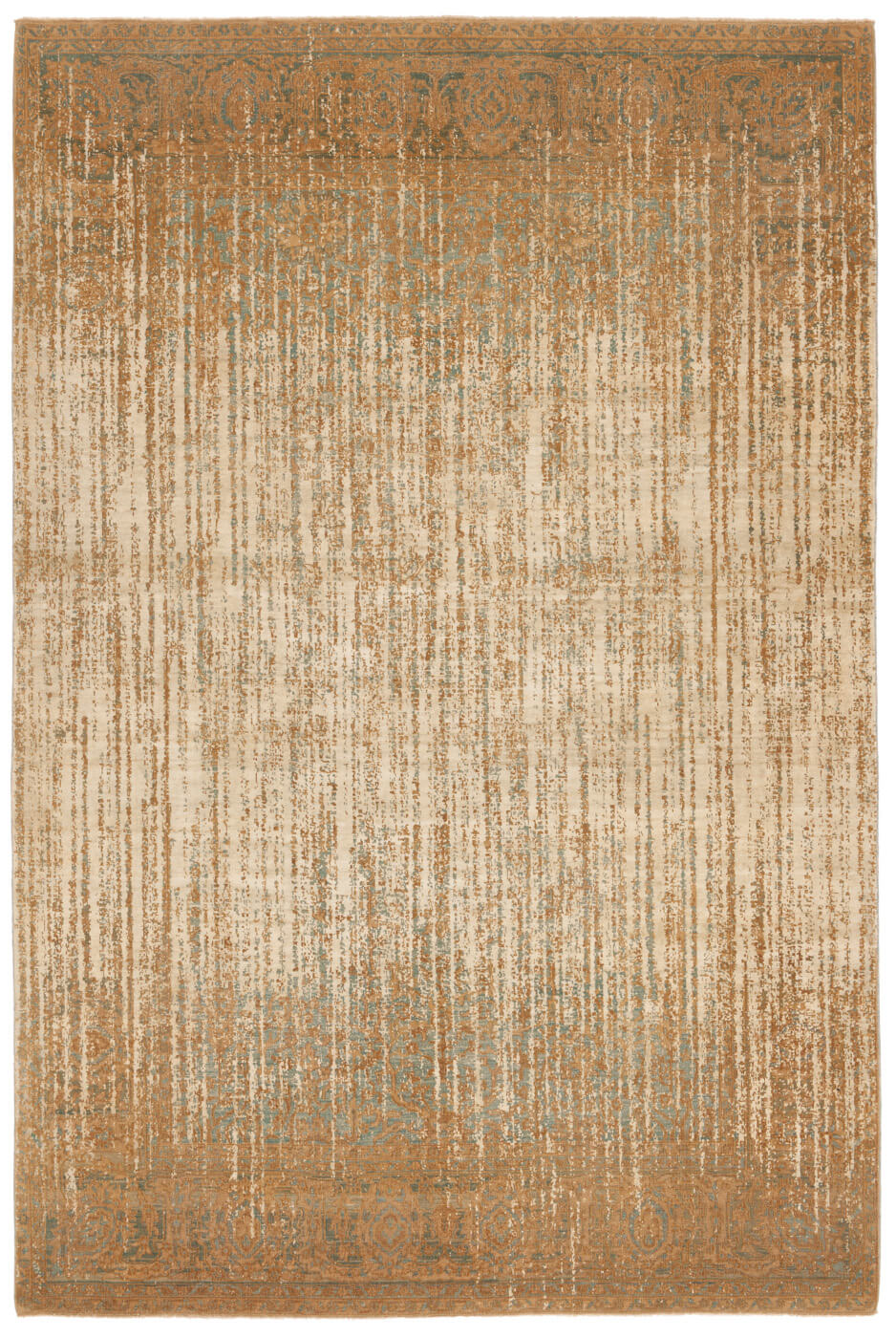 Tabriz Wooster Double Vendetta Lightblue Camelgold Silk Rug