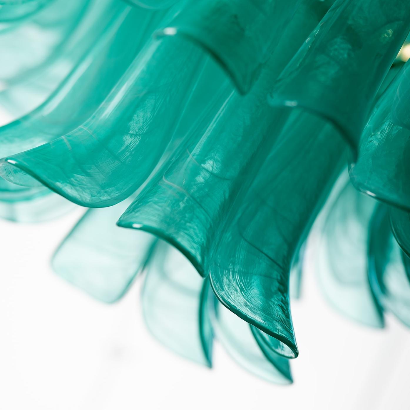 Green Glass Leaves Chandelier