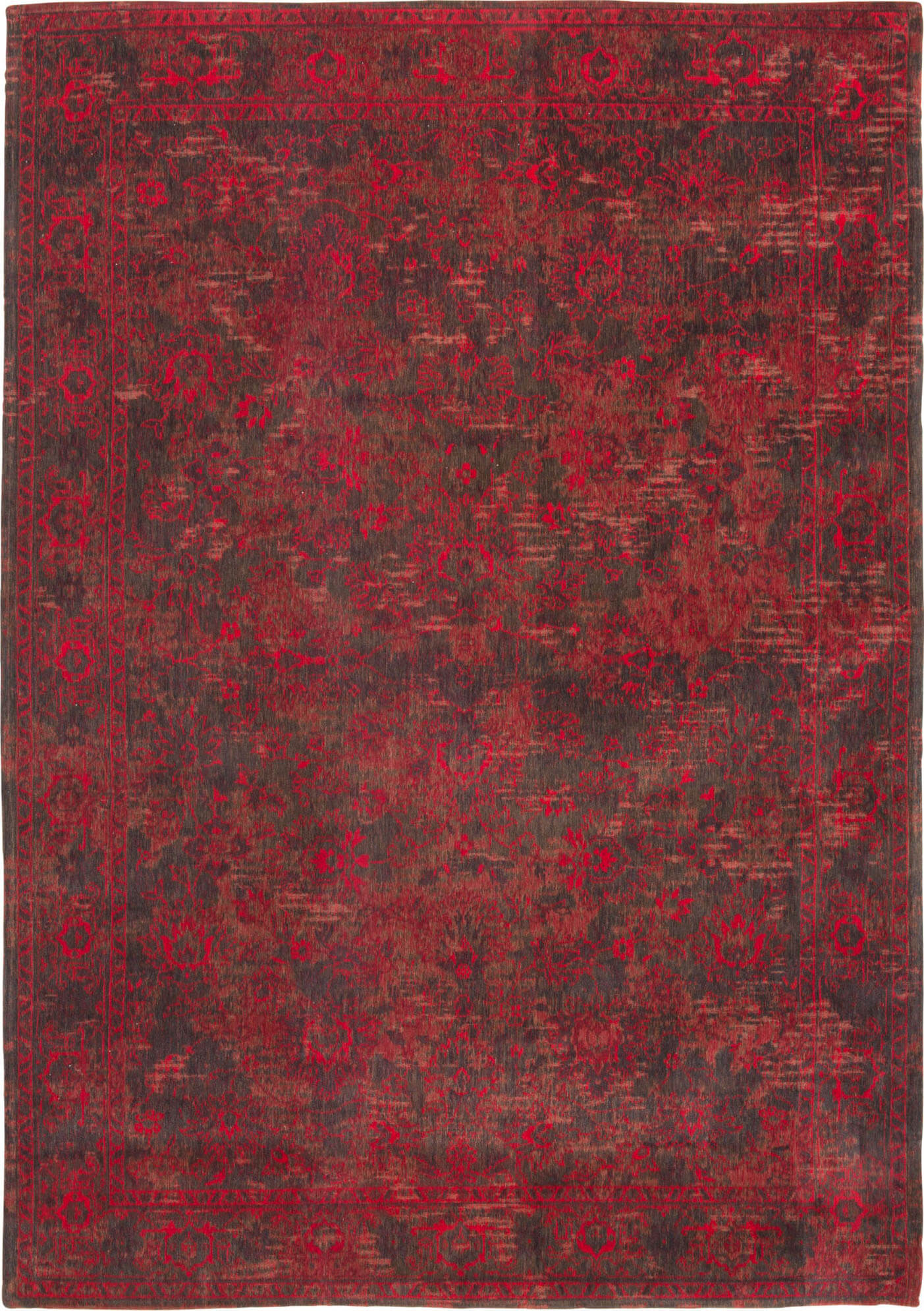 Grey Red Bright Persian Vintage Rug ☞ Size: 60 x 90 cm