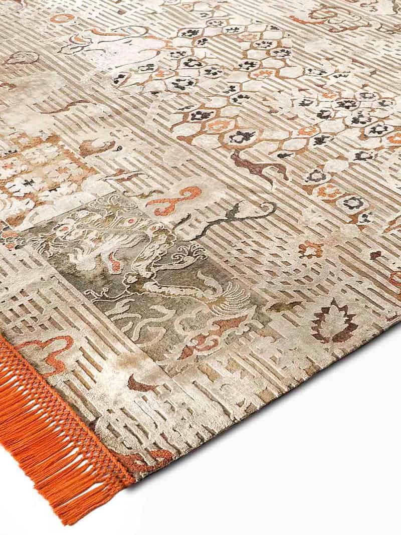 Dragon Orange / Beige Hand-Knotted Rug