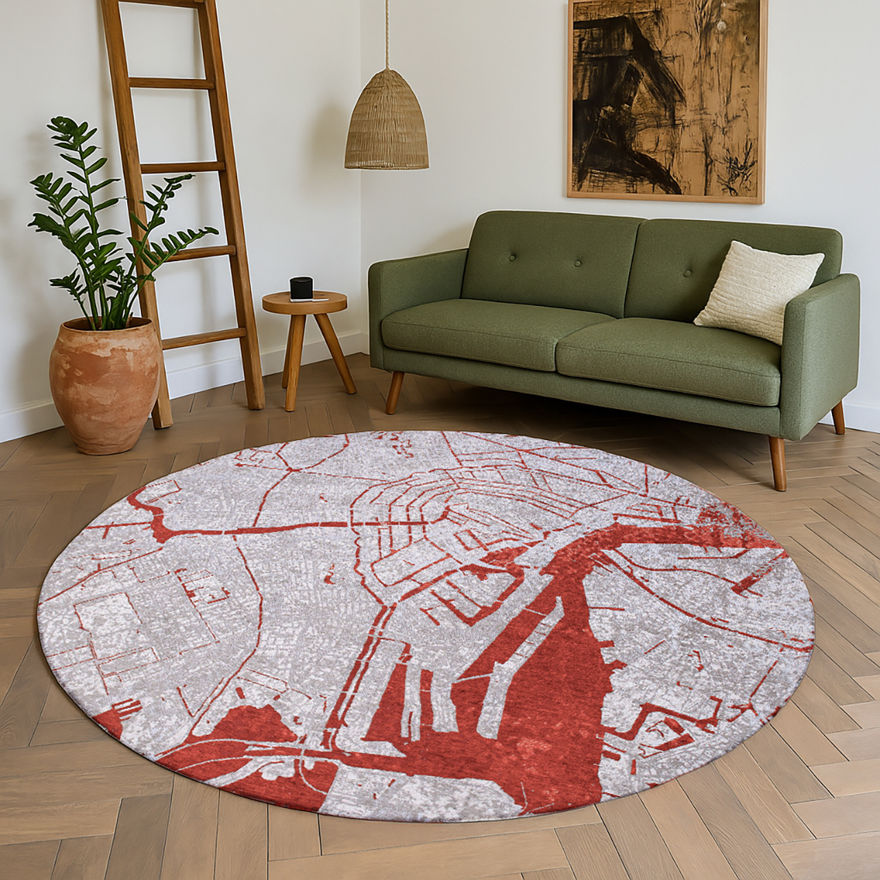Orange Cut 9323 Round Rug